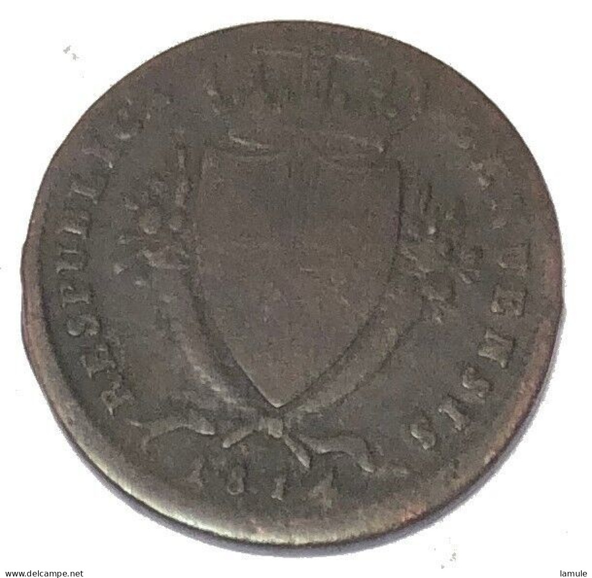 2 Soldi, République Genes, Italie 1813 M - Genen