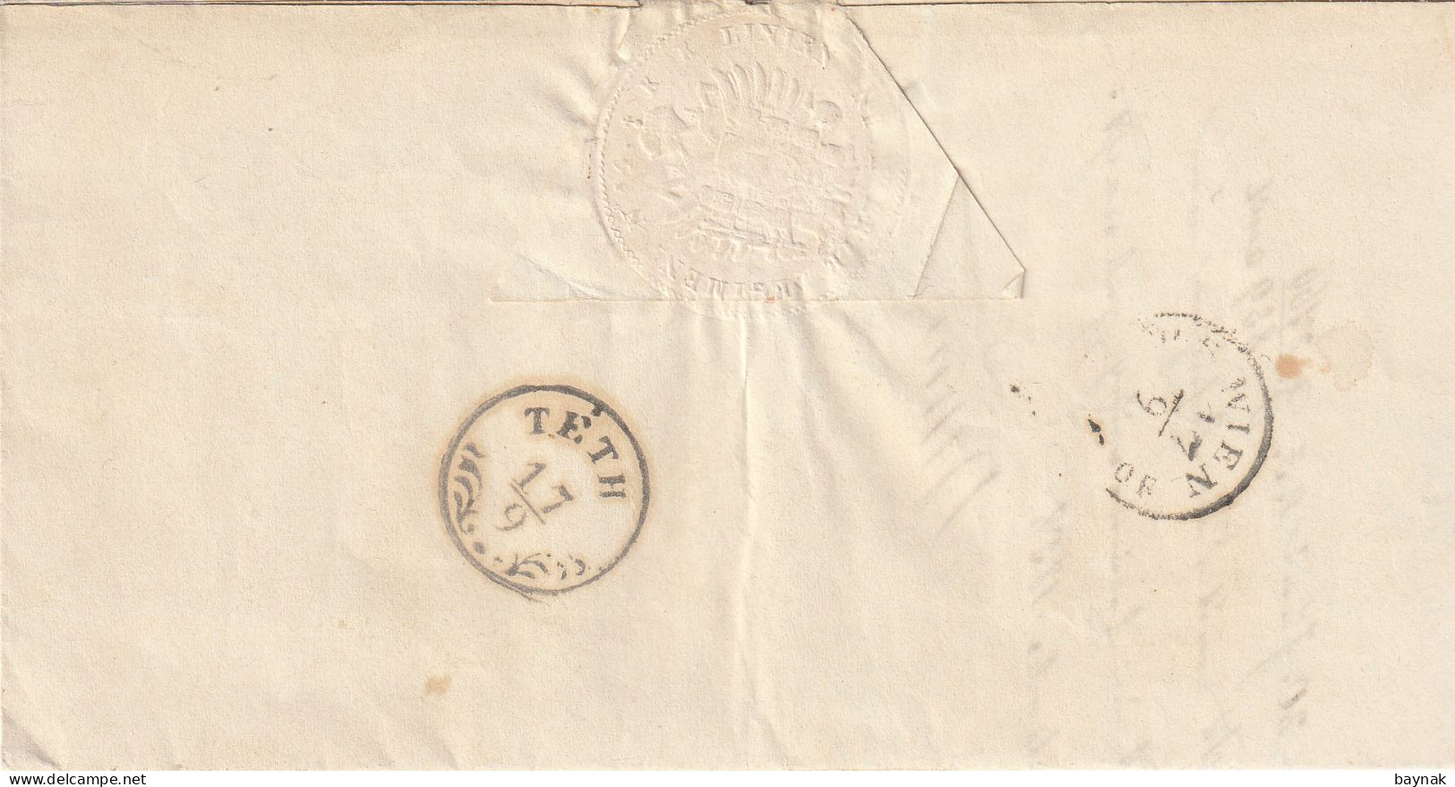 HUNGARY  --  TETH --  PREPHILATELIC FOLDED LETTER    --  1858 - ...-1867 Prephilately