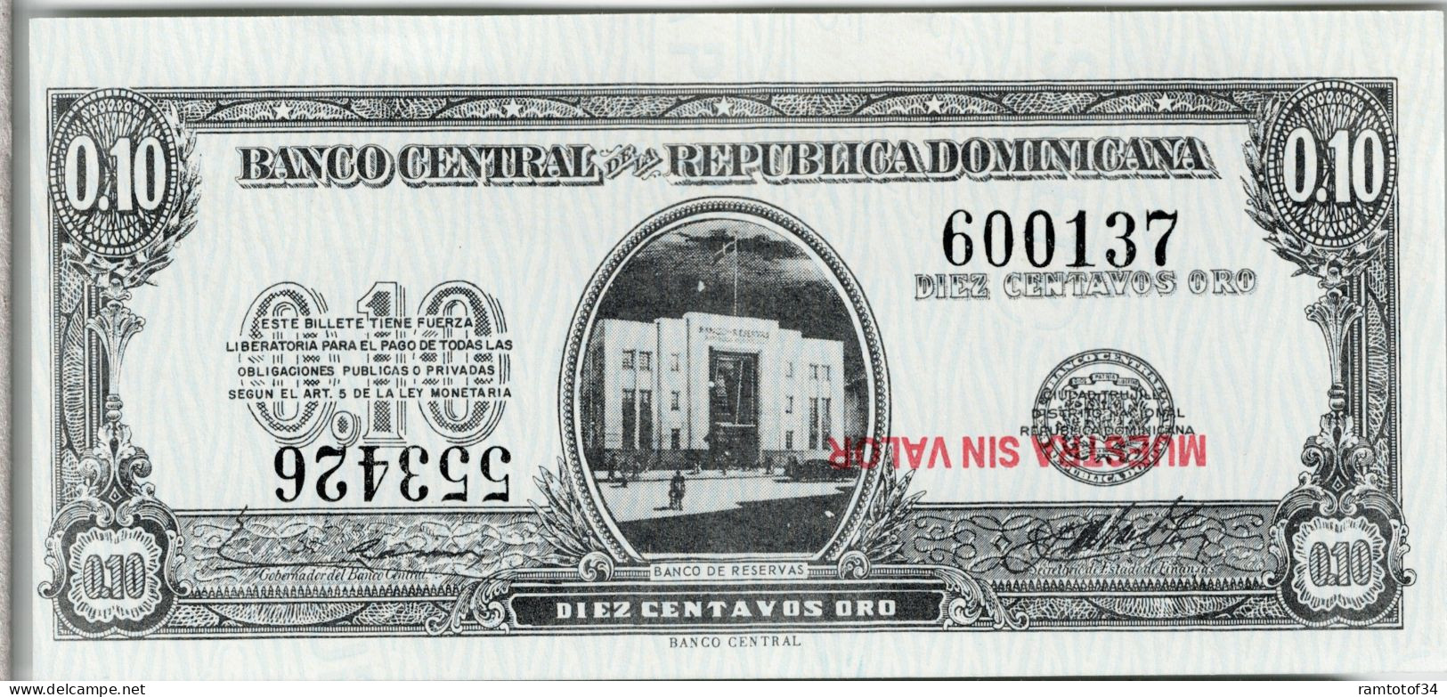 REPUBLIQUE DOMINICAINE - 10 Centavos Oro 1961 Spécimen UNC - Dominicana