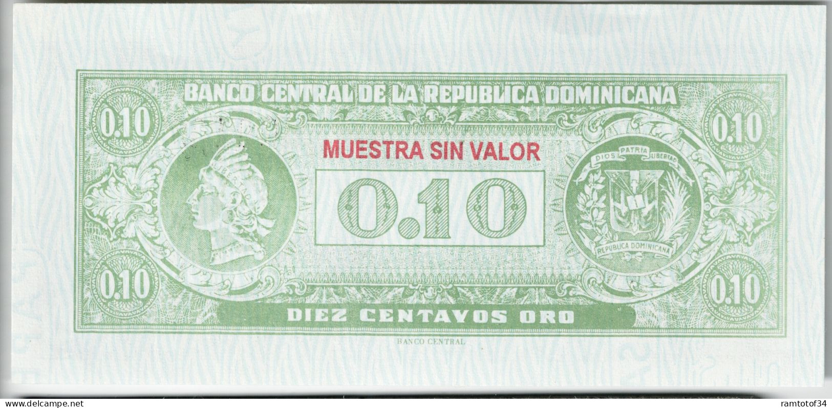 REPUBLIQUE DOMINICAINE - 10 Centavos Oro 1961 Spécimen UNC - Repubblica Dominicana