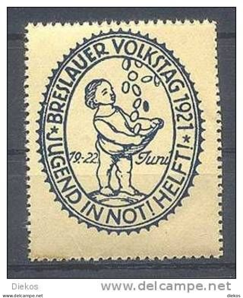 Werbemarke Cinderella Poster Stamp Breslauer Volkstag 1921 Breslau #52 - Erinnophilie