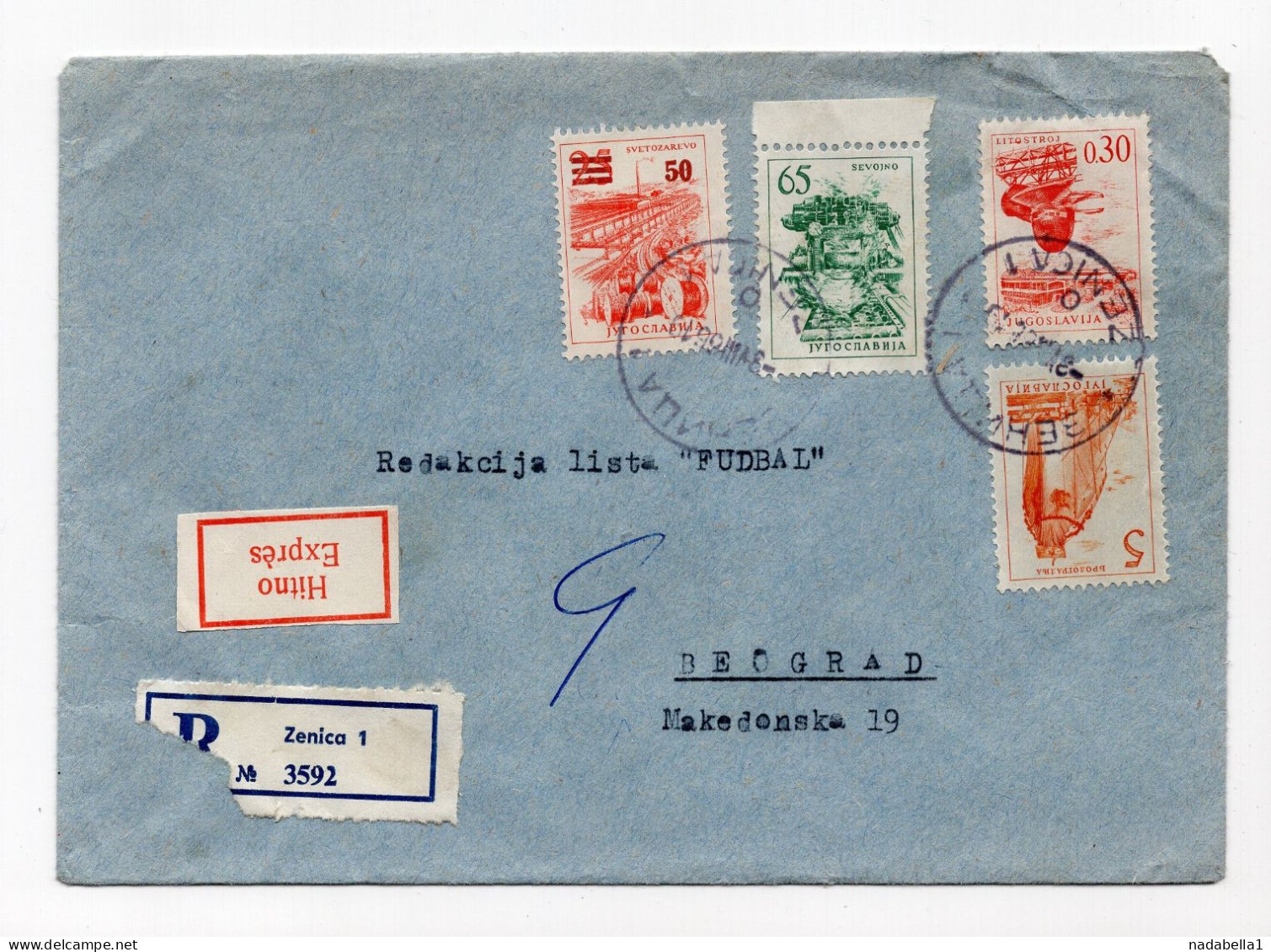 1966. YUGOSLAVIA,BOSNIA,ZENICA,EXPRESS,RECORDED COVER TO BELGRADE - Briefe U. Dokumente