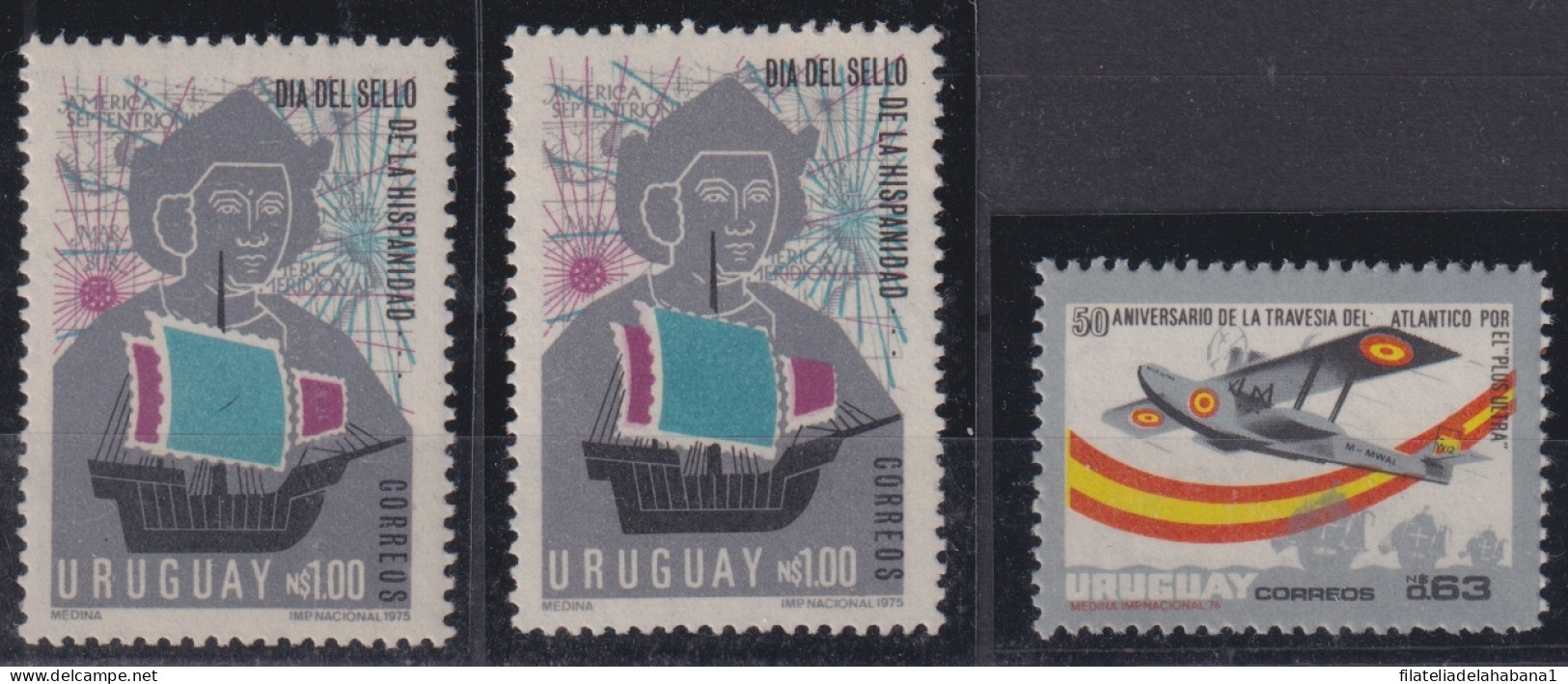 F-EX45189 URUGUAY MNH 1975 DISCOVERY OF AMERICA COLUMBUS PLUS ULTRA AIRPLANE.  - Christophe Colomb