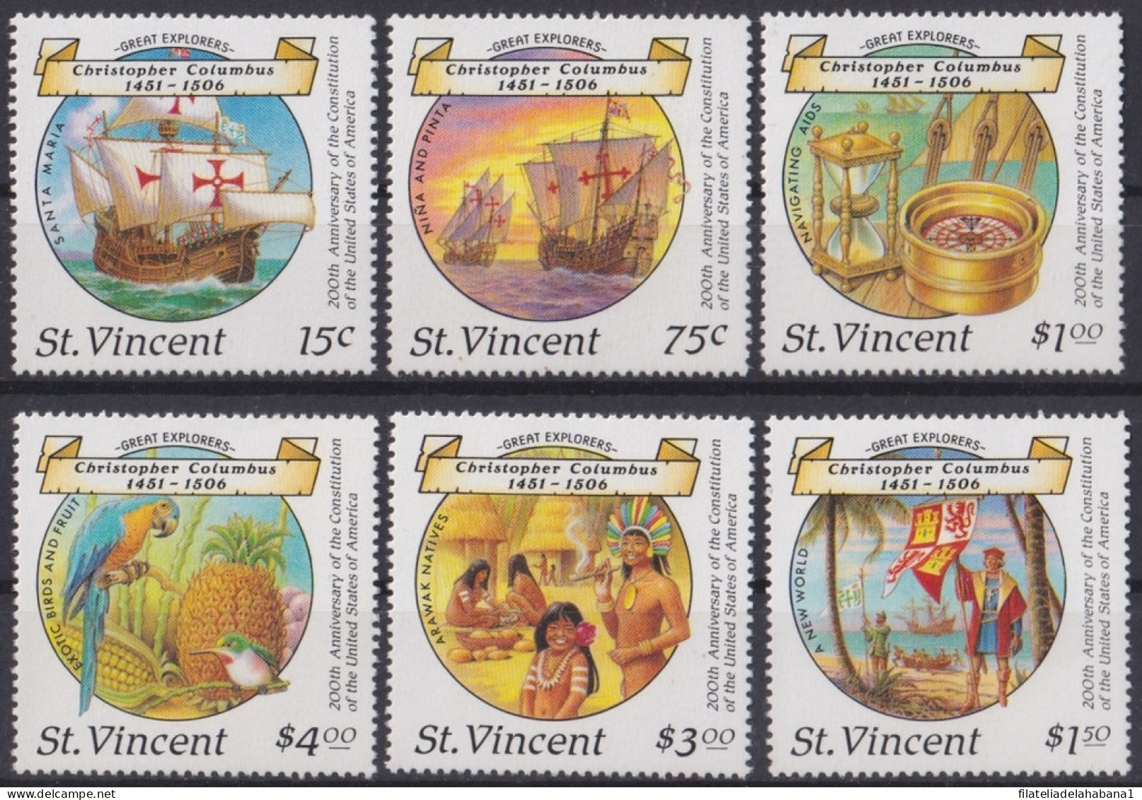 F-EX46966 ST VINCENT MNH 1988 DISCOVERY COLON COLUMBUS SHIP BARCOS.  - Cristóbal Colón