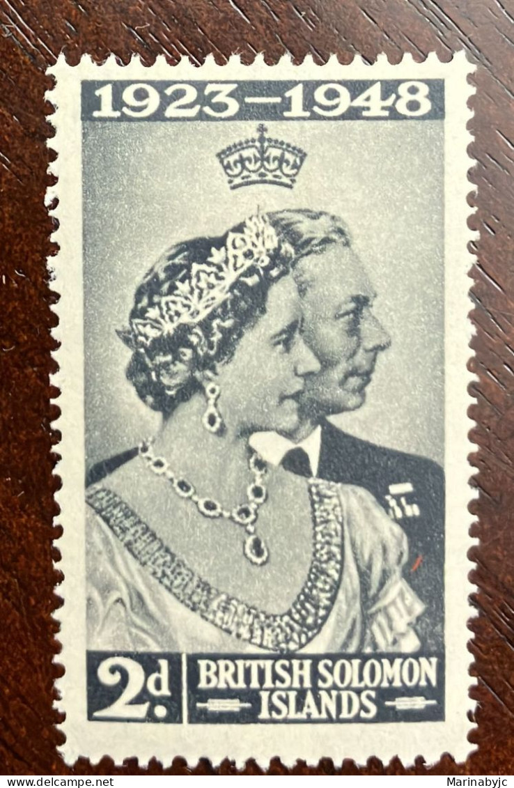 P) 1948 SOLOMON ISLAND, KING GEORGE VI ROYAL SILVER WEDDING, XF - Islas Salomón (...-1978)