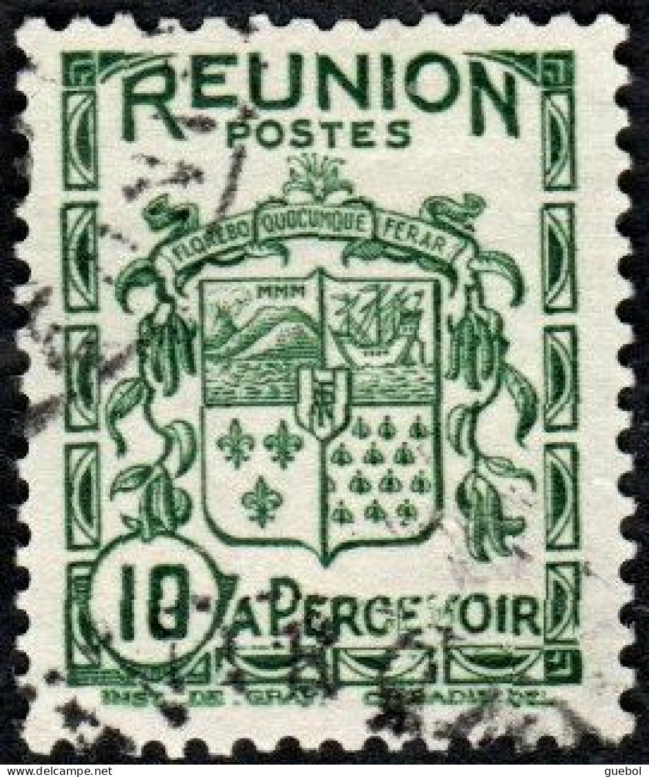 Réunion Obl. N° Taxe 17 - Armoiries De L'Ile Le 10cts Vert - Postage Due