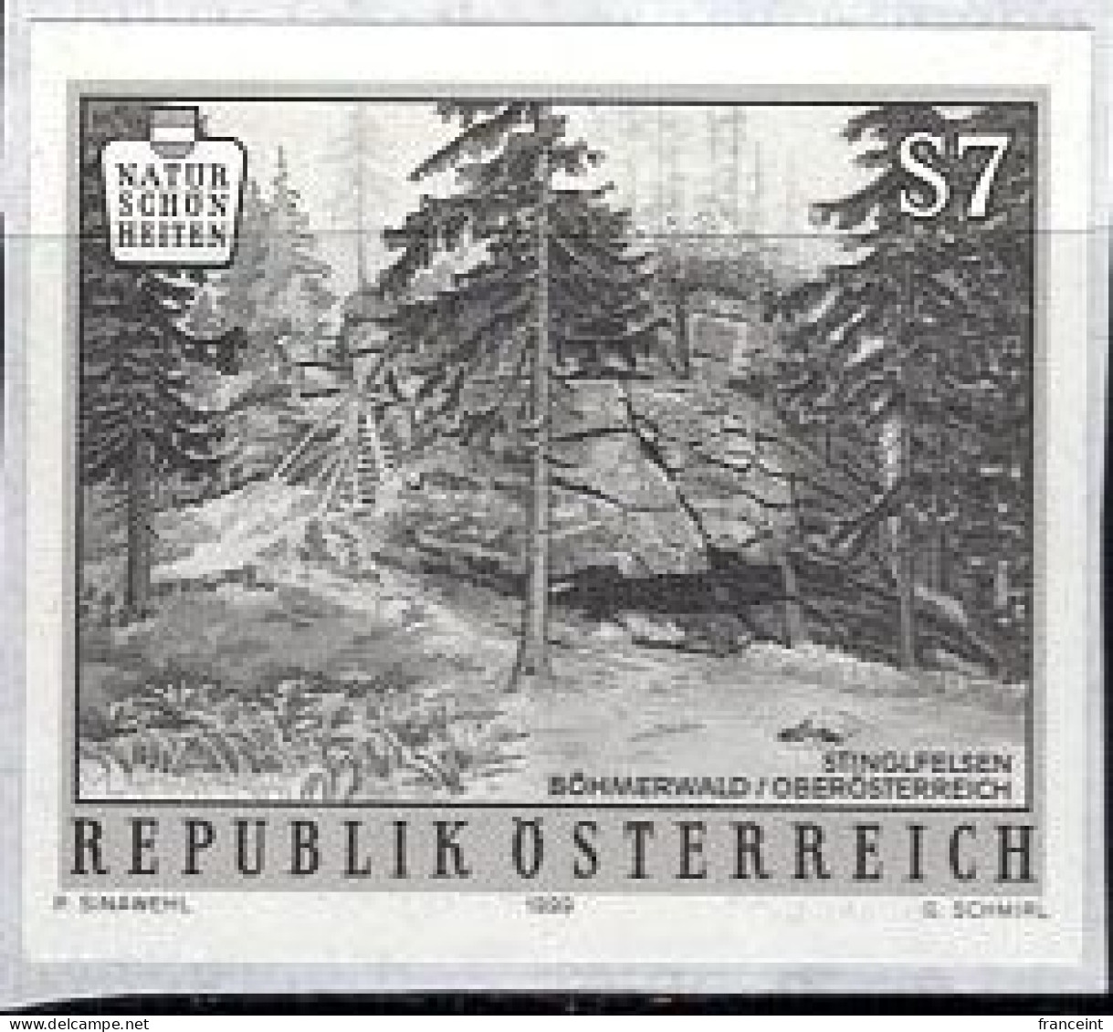 AUSTRIA(1999) Bohemian Forest. Black Print. Scott No 1777. - Probe- Und Nachdrucke