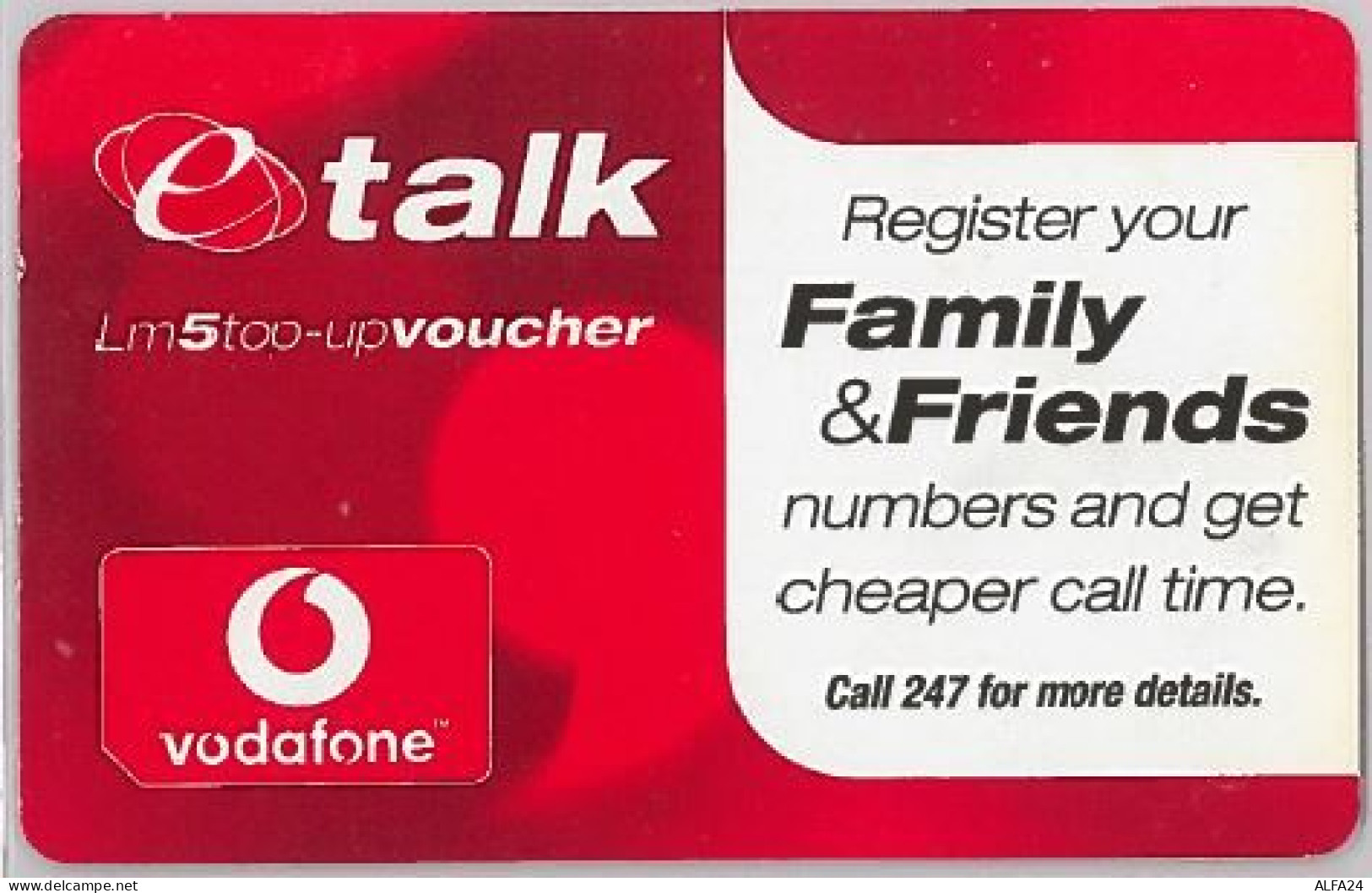 PREPAID PHONE CARD- VODAFONEMALTA (E27.37.1 - Malta