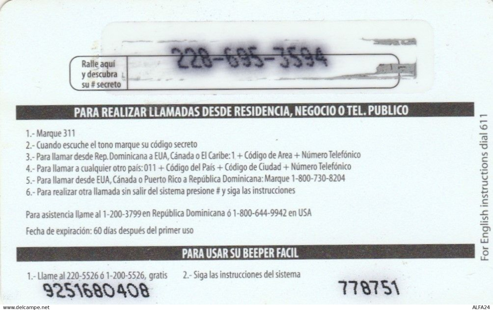 PHONE CARD- DOMINICANA (E36.21.4 - Dominik. Republik