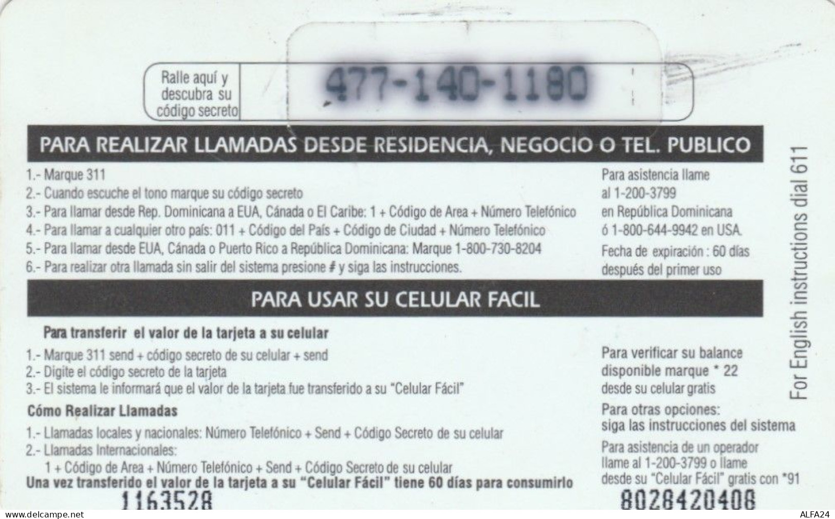 PHONE CARD- DOMINICANA (E36.20.8 - Dominik. Republik