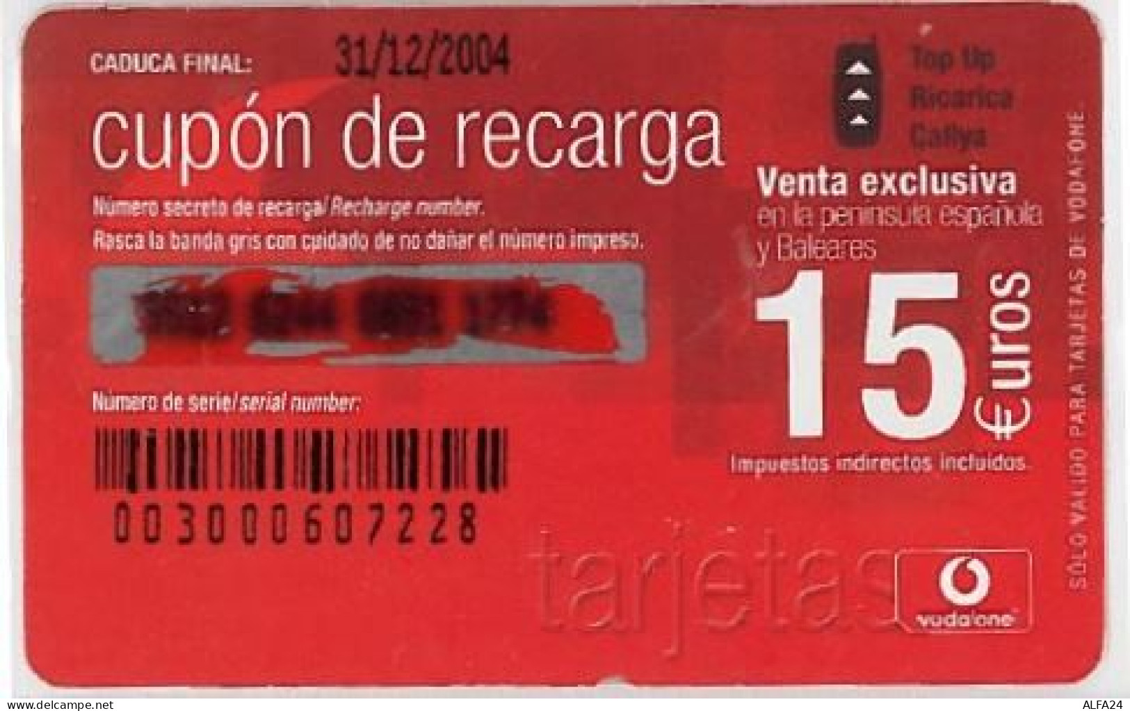 PREPAID PHONE CARD-VODAFONESPAGNA (E35.39.7 - Autres & Non Classés