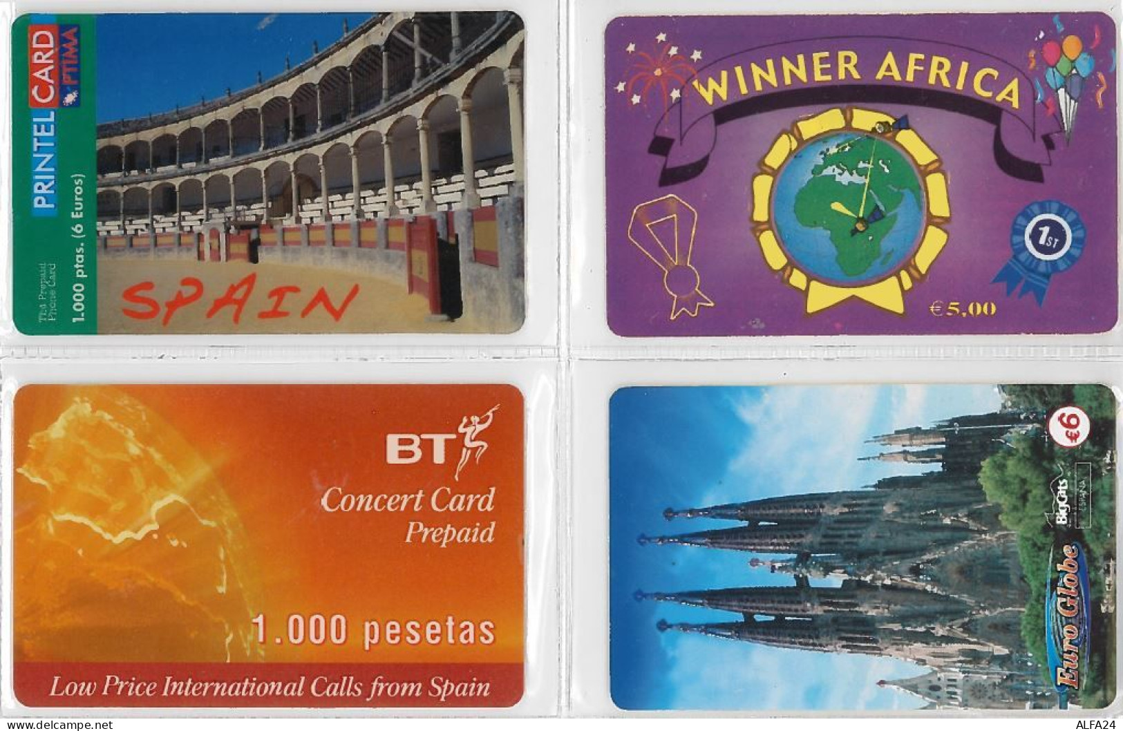 LOT 4 PREPAID PHONE CARD-SPAGNA (E35.36.5 - Autres & Non Classés