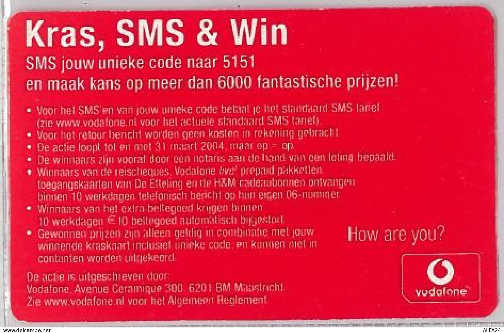 PREPAID PHONE CARD-VODAFONEPAESI BASSI (E32.43.7 - GSM-Kaarten, Bijvulling & Vooraf Betaalde