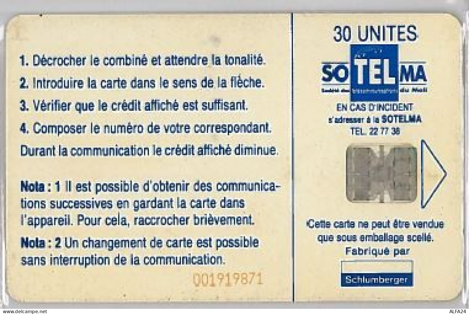 PHONE CARD -MALI (E41.31.5 - Mali