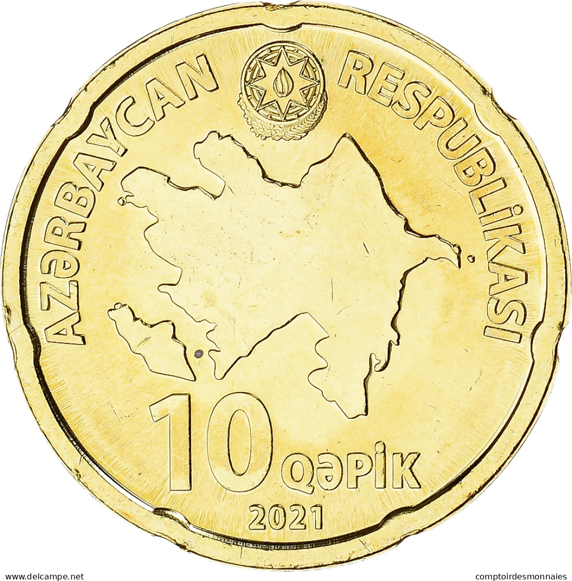 Monnaie, Azerbaïdjan, 10 Qapik, 2021, SPL, Acier Plaqué Laiton - Azerbaigian