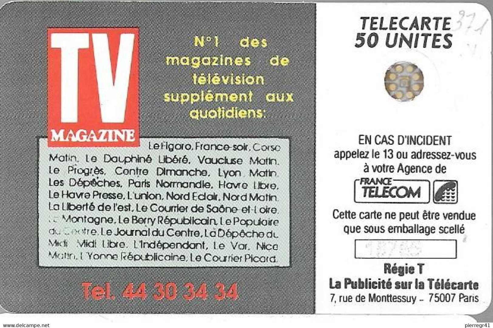 CARTE-PRIVEE-1990-D371-SC5Ob-TV MAGAZINE-N°imp 18765-1000ex-Utilisé-TBE/LUXE-RARE - Privées