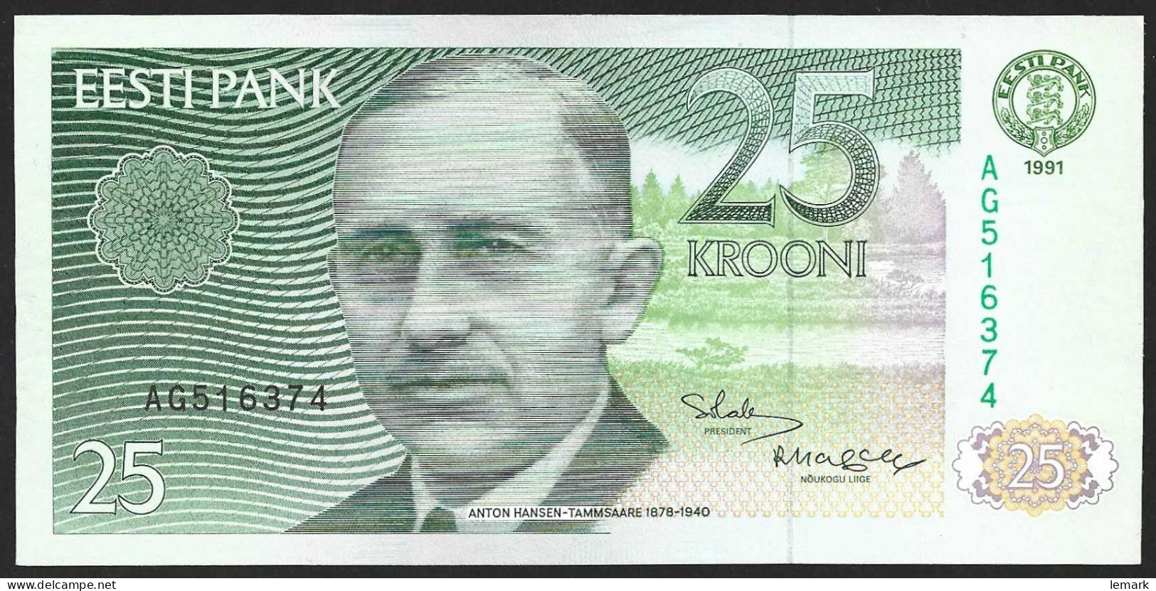 Estonia 25 Krooni 1991 P73a AG516374 VERY RARE!UNC - Estland