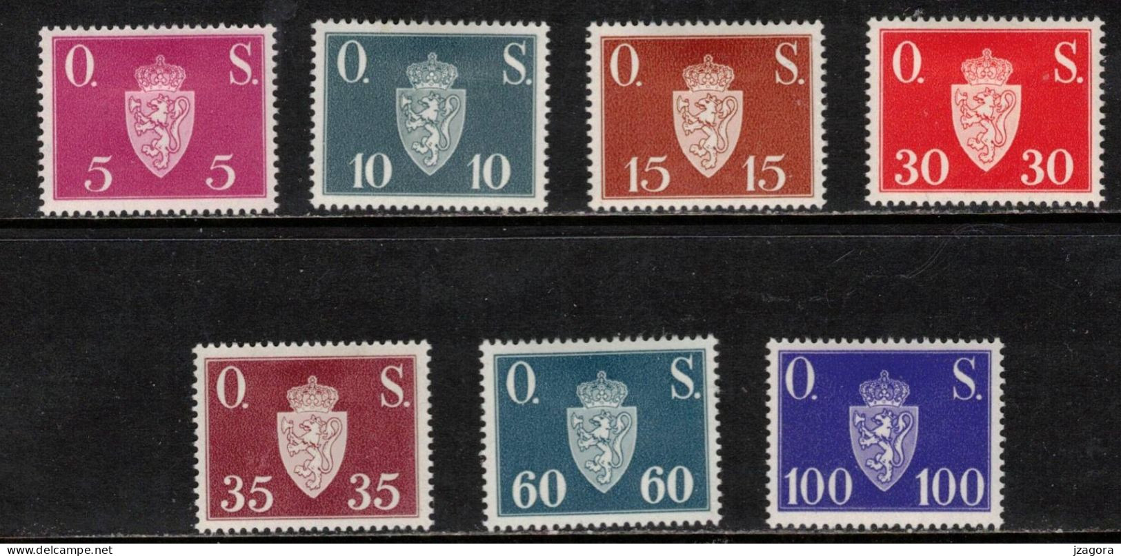 NORWAY NORGE NORWEGEN NORVÈGE 1951 O.S.  MH(*) MI D61 - 67 YT YV S60-S66 SC O58-64 WAPPEN COAT OF ARMS - Oficiales