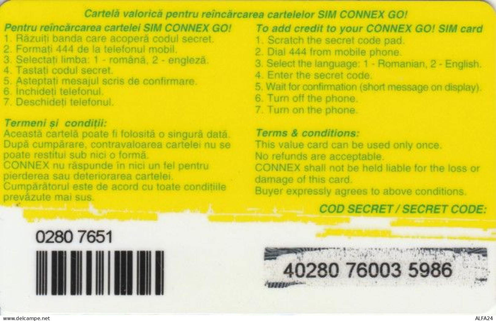 PREPAID PHONE CARD ROMANIA-CONNEX (PK1547 - Romania