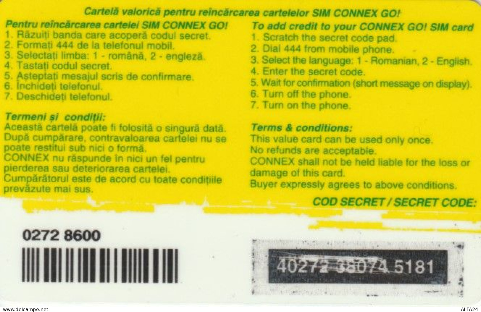 PREPAID PHONE CARD ROMANIA-CONNEX (PK1623 - Romania