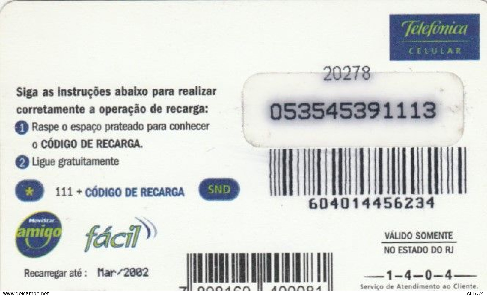 PREPAID PHONE CARD BRASILE (PK1622 - Brésil