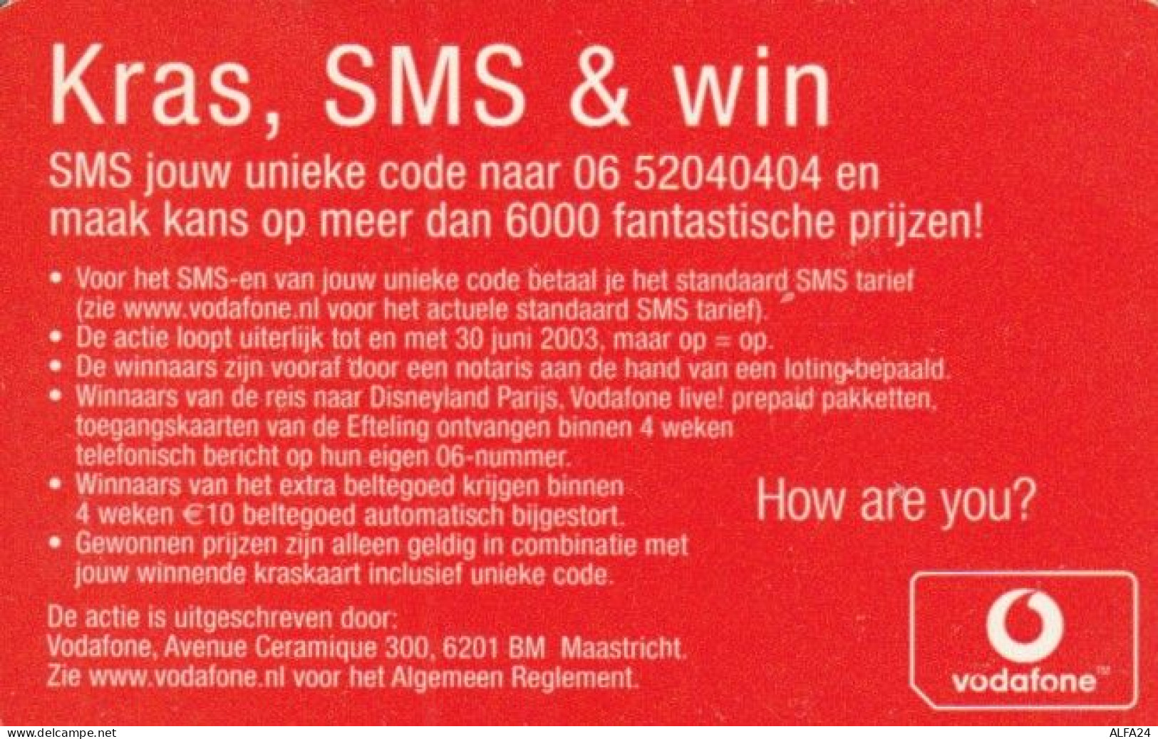 PREPAID PHONE CARD OLANDA-VODAFONE (PK1581 - GSM-Kaarten, Bijvulling & Vooraf Betaalde