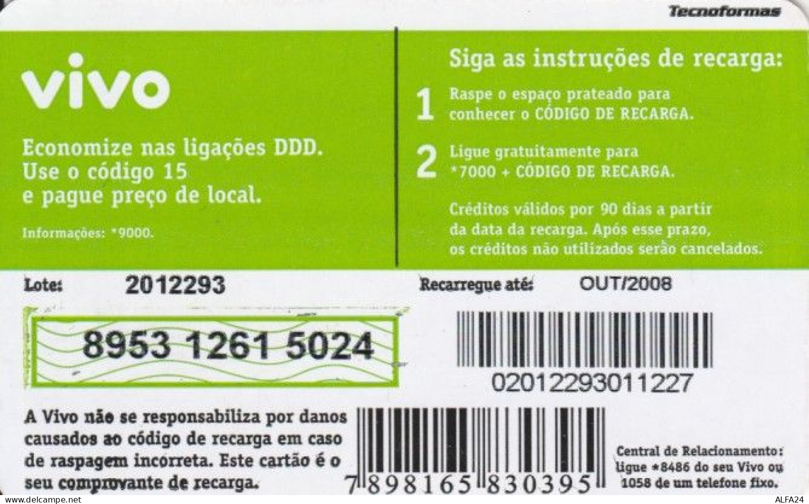 PREPAID PHONE CARD BRASILE (PK1575 - Brésil