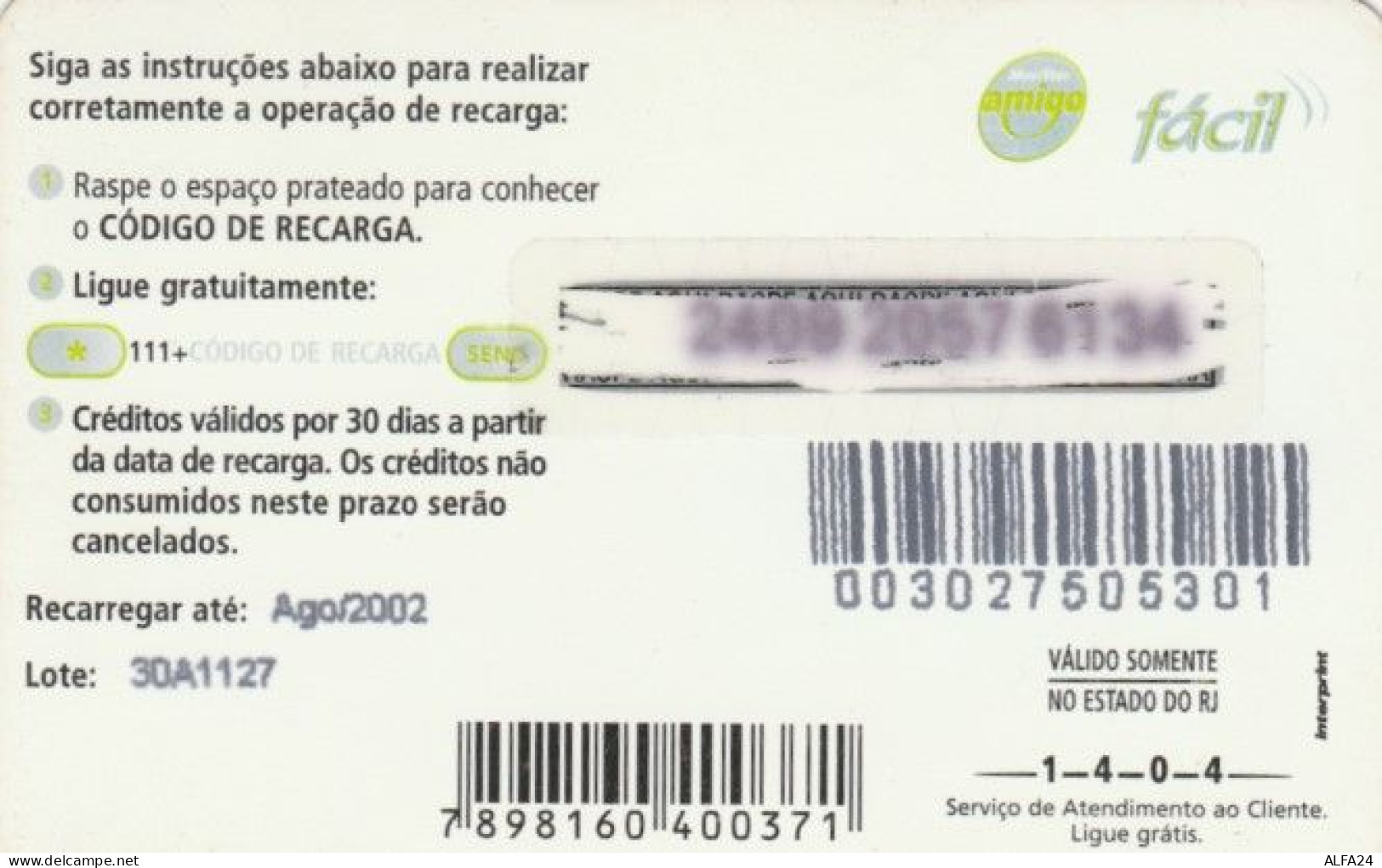 PREPAID PHONE CARD BRASILE (PK1576 - Brésil