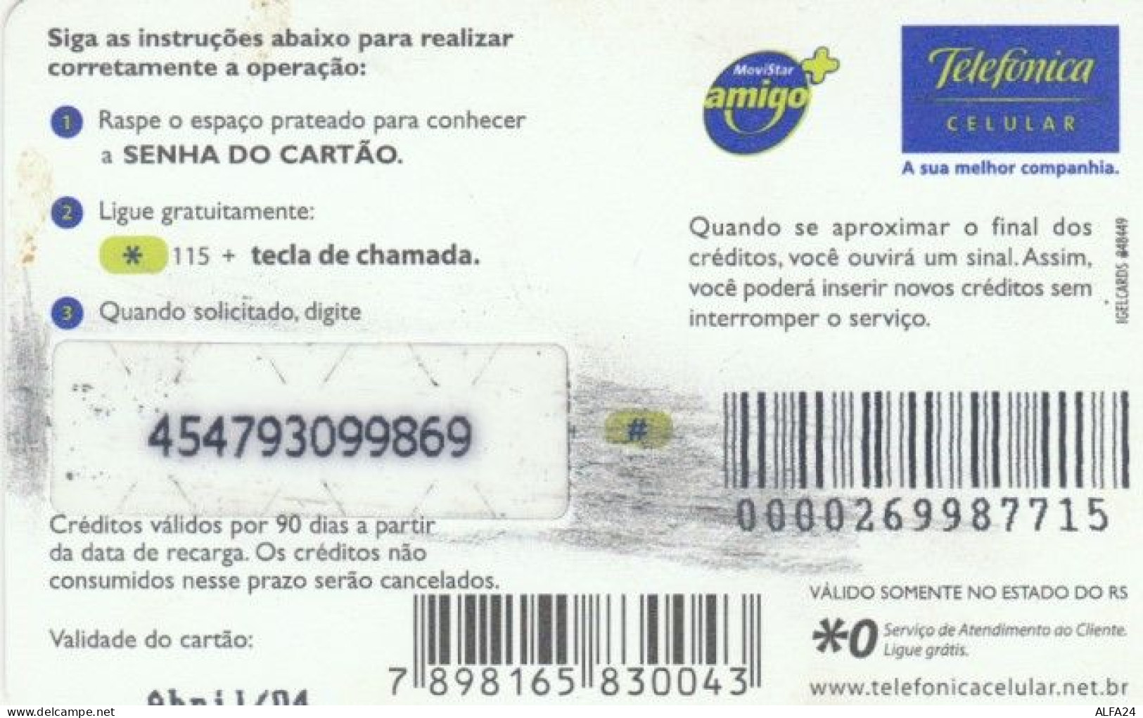 PREPAID PHONE CARD BRASILE (PK1606 - Brésil