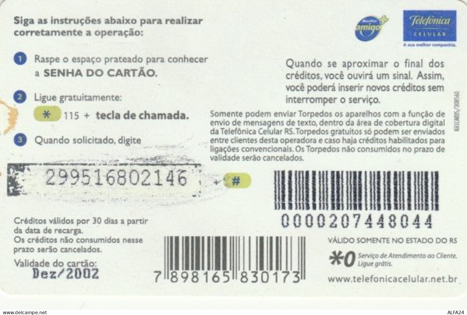 PREPAID PHONE CARD BRASILE (PK1600 - Brésil