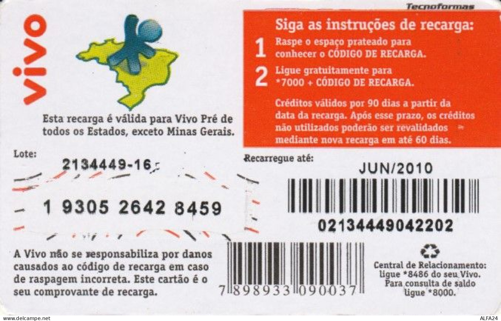 PREPAID PHONE CARD BRASILE (PK1602 - Brésil