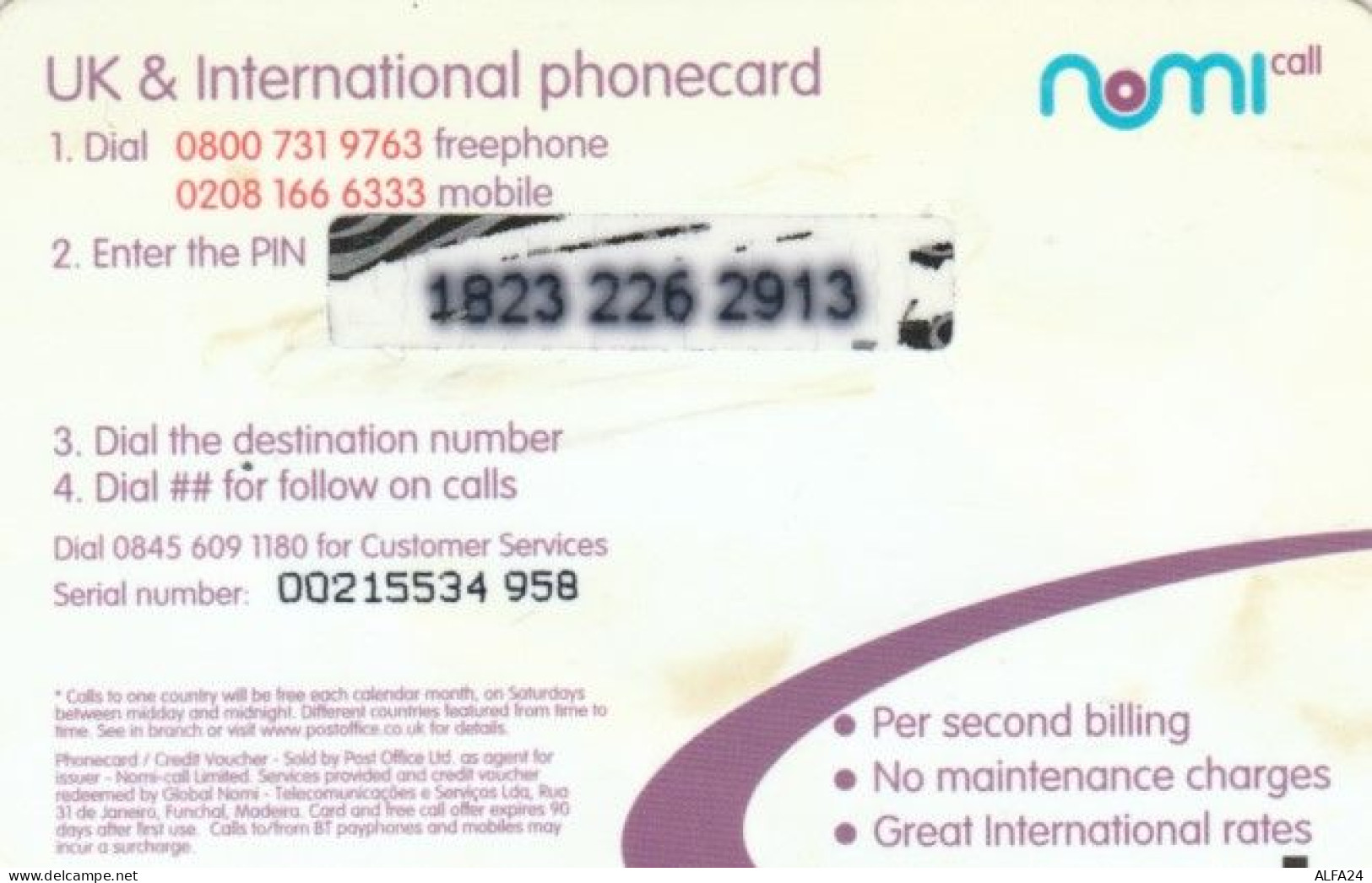 PREPAID PHONE CARD REGNO UNITO  (PK1102 - BT Kaarten Voor Hele Wereld (Vooraf Betaald)