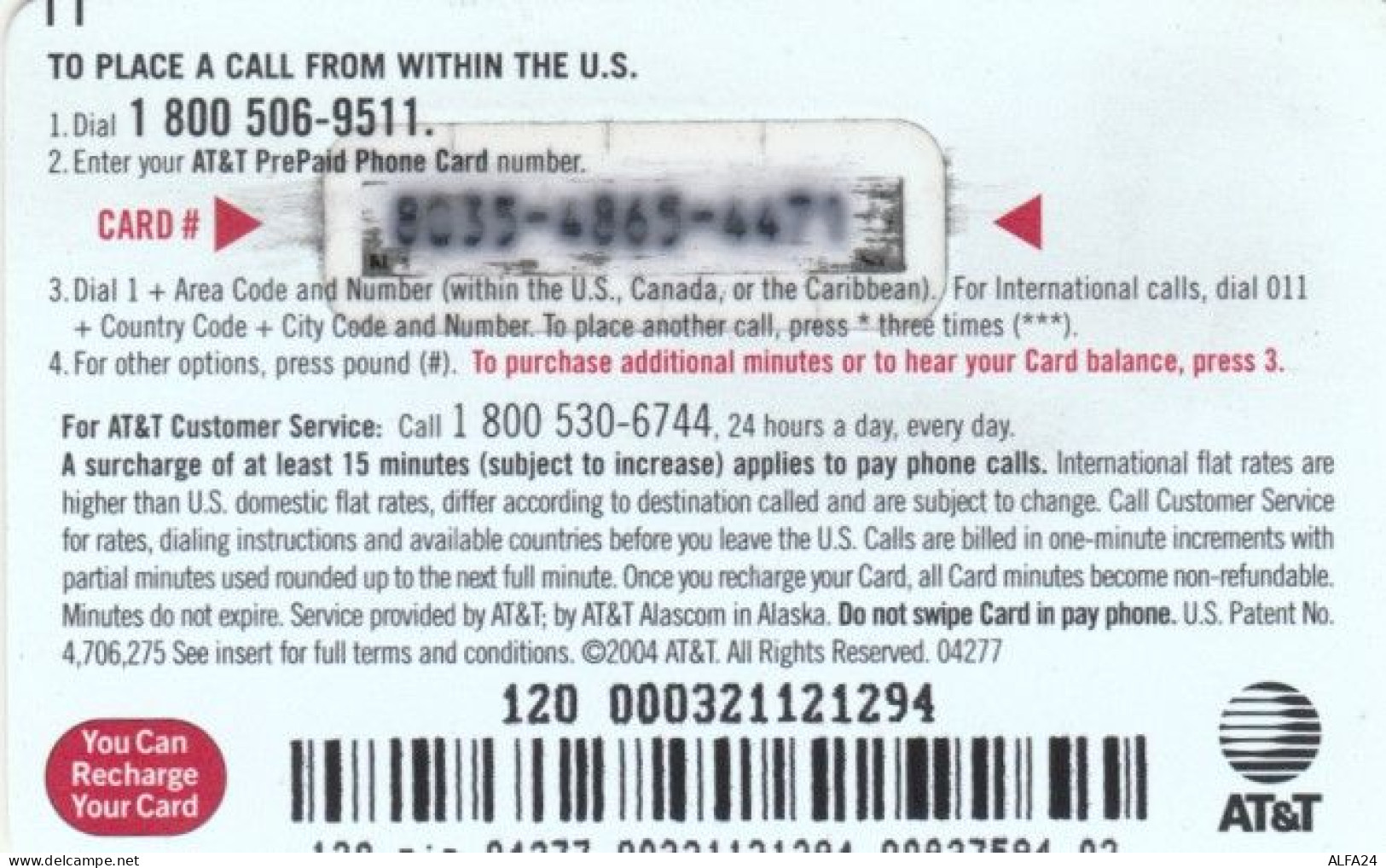 PREPAID PHONE CARD STATI UNITI - AT.T. (PK1084 - AT&T