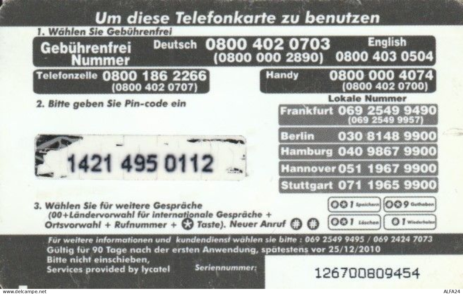 PREPAID PHONE CARD GERMANIA (PK1935 - GSM, Voorafbetaald & Herlaadbare Kaarten