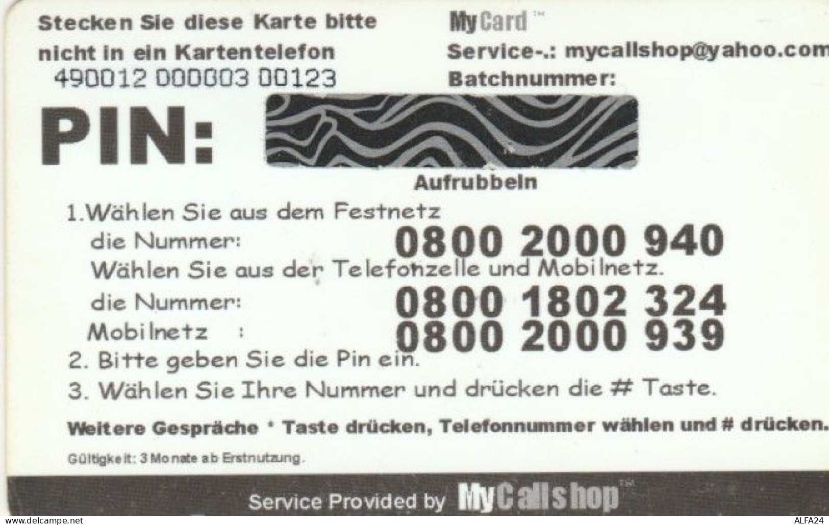 PREPAID PHONE CARD GERMANIA (PK1932 - GSM, Voorafbetaald & Herlaadbare Kaarten