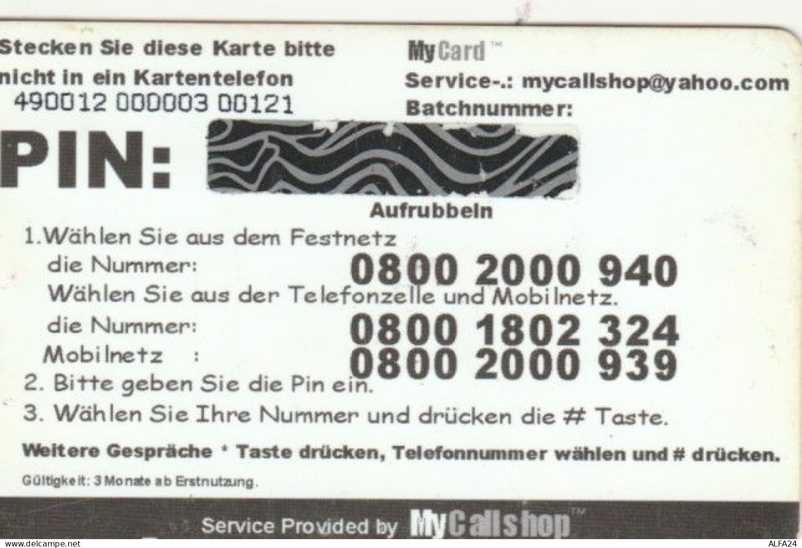 PREPAID PHONE CARD GERMANIA (PK1931 - GSM, Voorafbetaald & Herlaadbare Kaarten