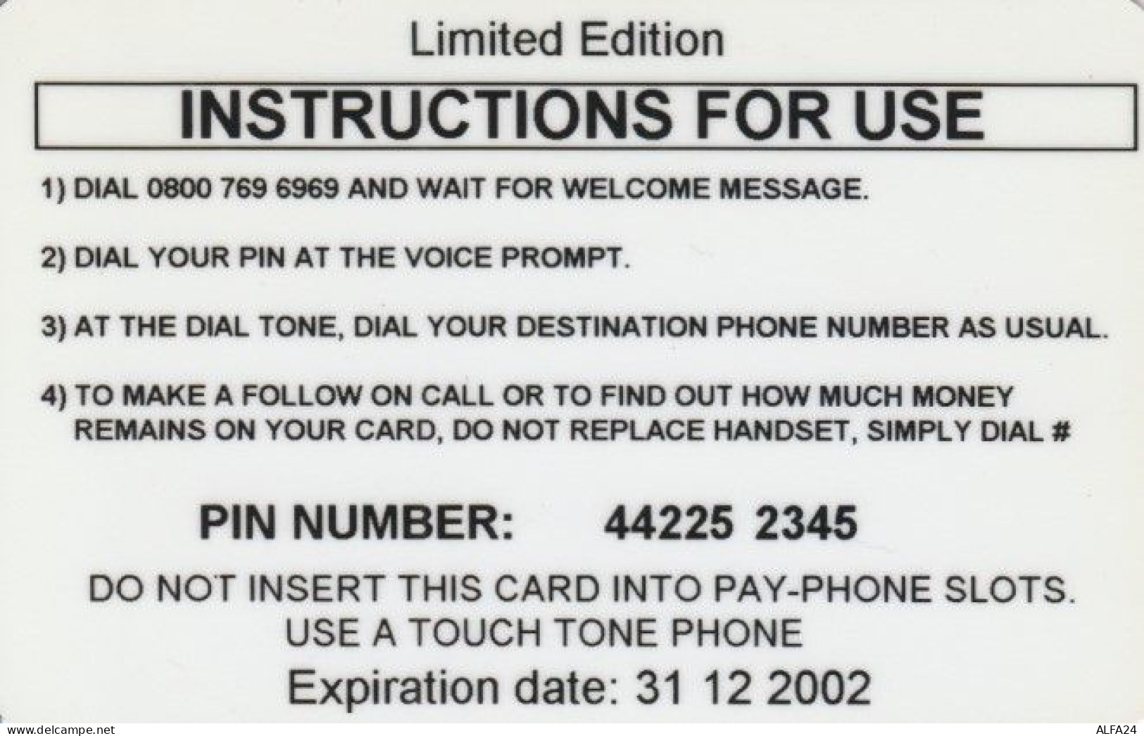 PREPAID PHONE CARD REGNO UNITO  (PK1911 - BT Allgemein (Prepaid)