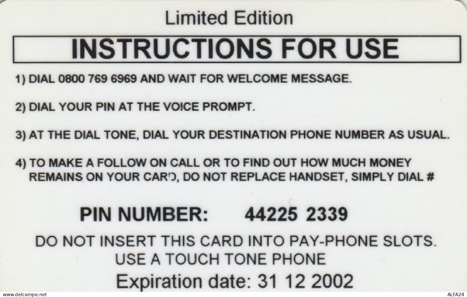 PREPAID PHONE CARD REGNO UNITO  (PK1909 - BT Kaarten Voor Hele Wereld (Vooraf Betaald)