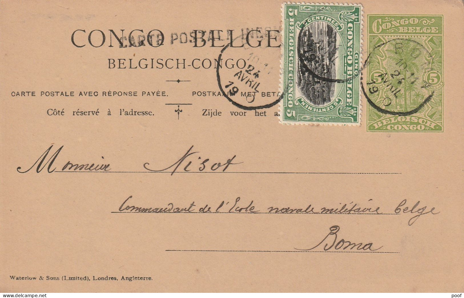 Congo-Belge : Carte Postale Avec Réponse Payée ---- 1920 - Cartas & Documentos