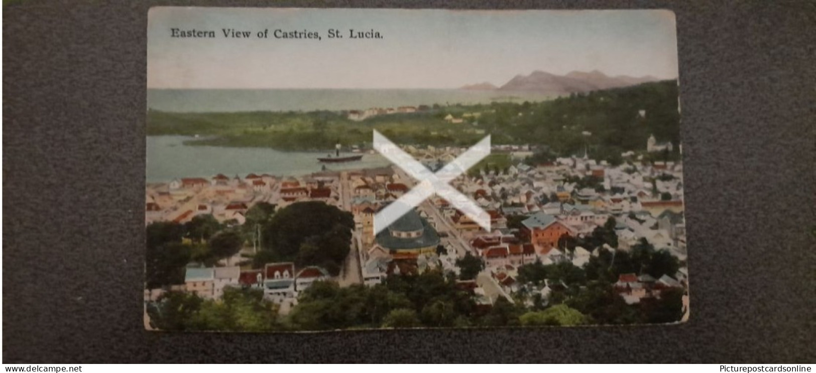 EASTERN VIEW OF CASTRIES OLD COLOUR POSTCARD ST LUCIA ANTILLES AMERICA - Santa Lucía