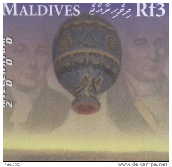 The Montgolfier Brothers, First Manned Flight, Hot Air Balloon, Aviation, MNH Maldives - Autres (Air)