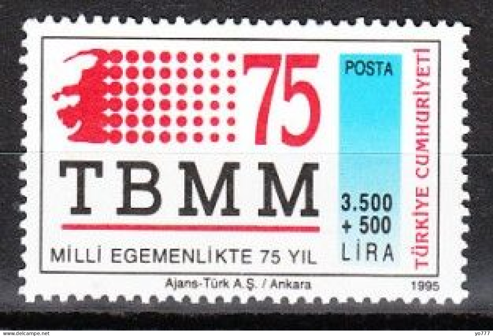 (3046) TURKEY 75th ANNIVERSARY OF GREAT NATIONAL ASSEMBLY's INAUGURATION OF TURKEY MNH** - Unused Stamps