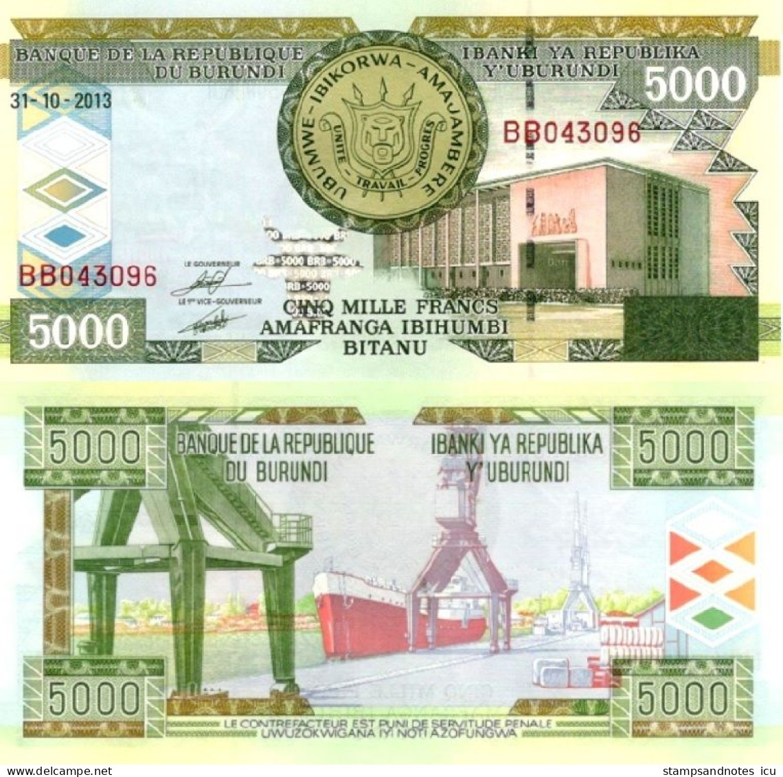 BURUNDI 5000 Francs 2013 P 48 C UNC - Burundi