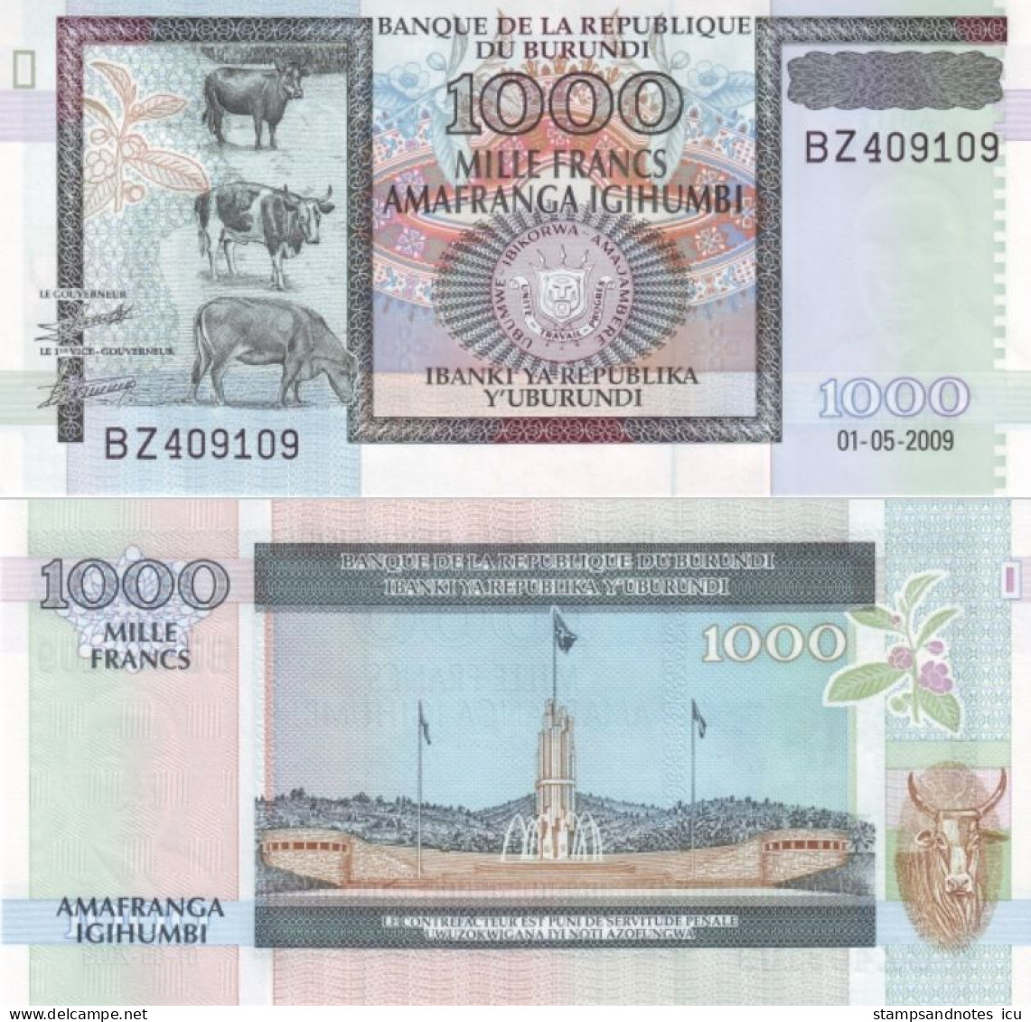 BURUNDI 1,000 Francs 1.5.2009 P 46 UNC - Burundi