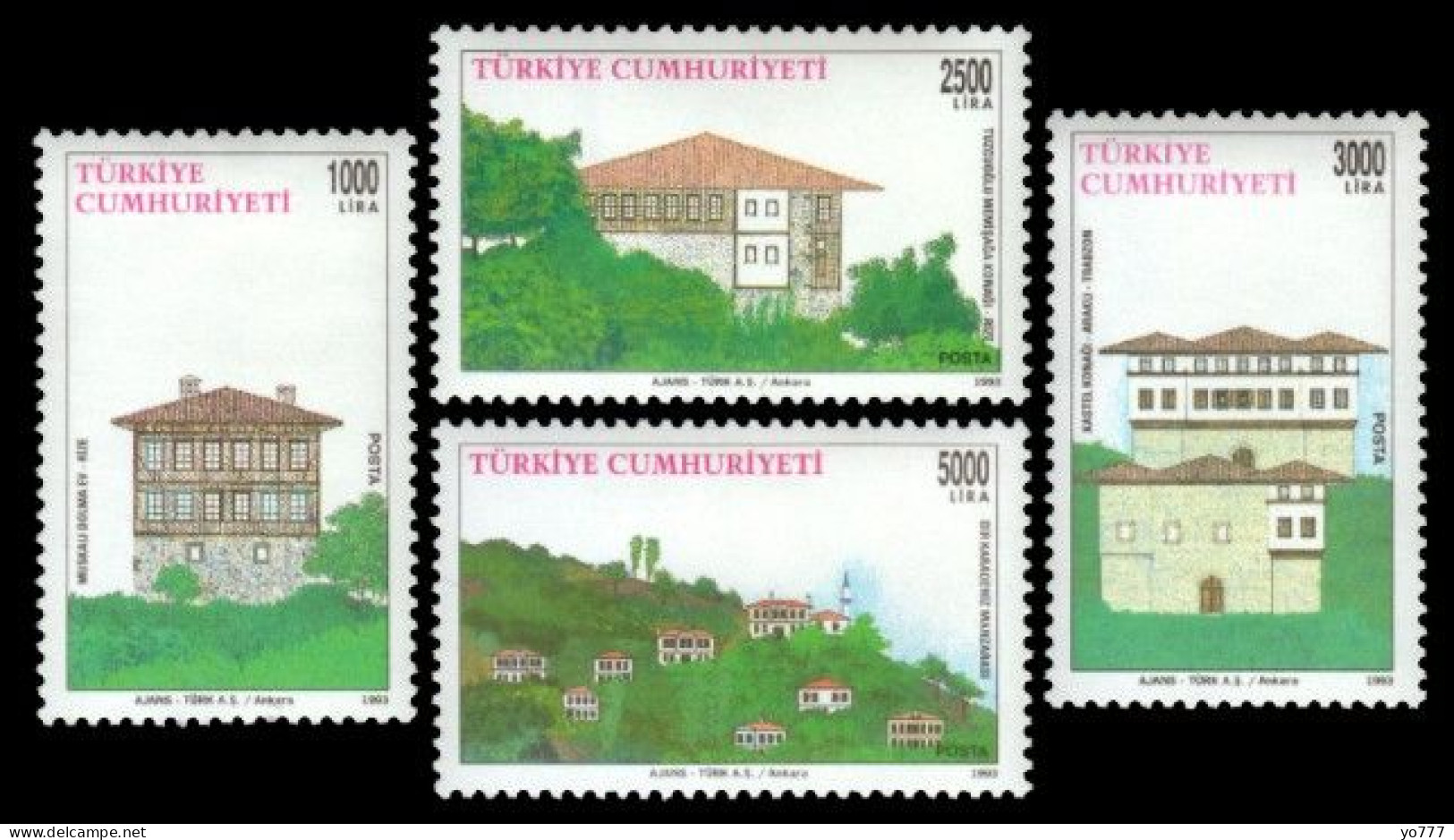 (2989-92) TURKEY TRADITIONAL TURKISH HOUSES MNH** - Ungebraucht