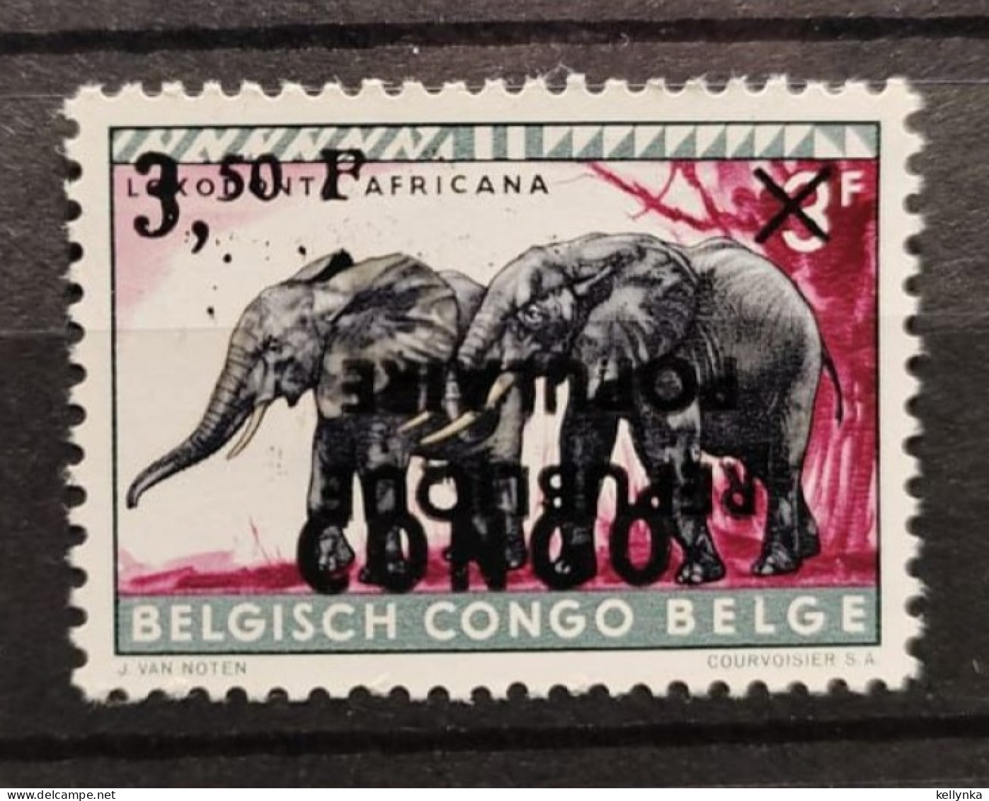 Belgian Congo - Katanga - Local Overprint - Stanleyville - 7 - Elephant - Surcharge Renversée + Recto-Verso - MNH - Katanga