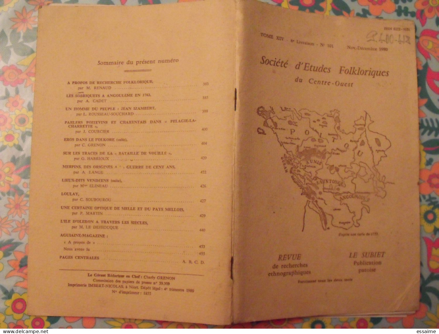 Société D'études Folkloriques Du Centre-ouest; Tome XIV, 6° Lvraison, N° 101. 1980. Aguiaine Subiet - Aquitaine