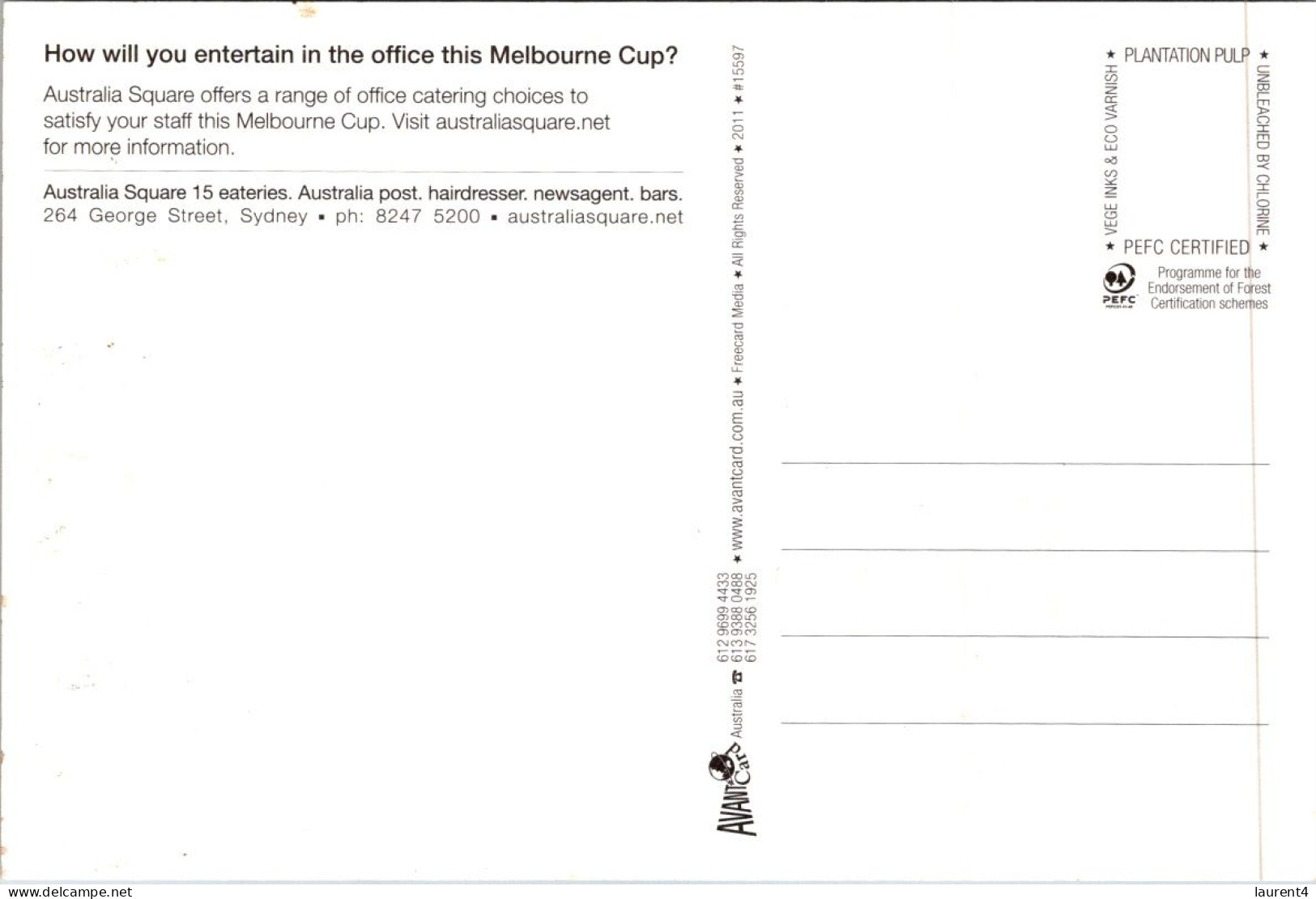 20-12-2023 (2 W 37) Australia - AVANTI - Catering For Melbourne Cup At Australia Square - Hotels & Restaurants