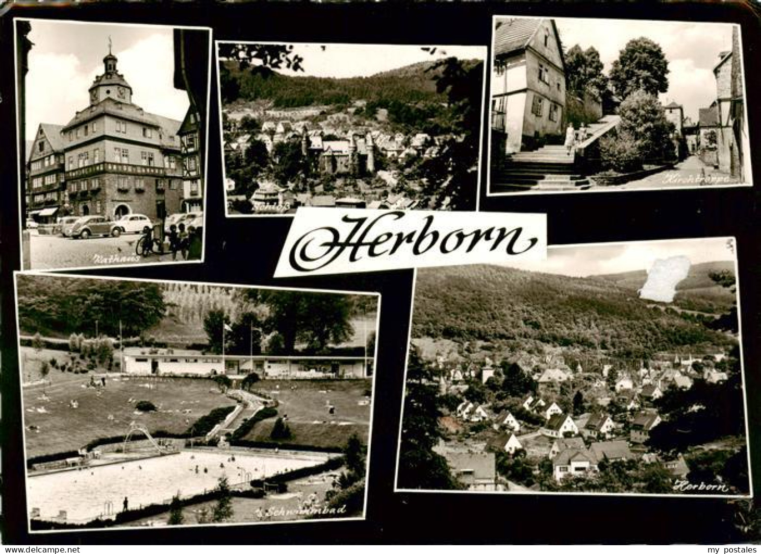 73903037 Herborn Hessen Rathaus Schloss Kirchtreppe Schwimmbad Ortspartie Herbor - Herborn