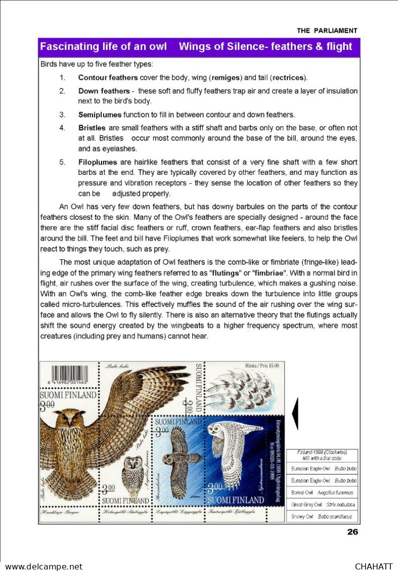 OWLS - RAPTORS- BIRDS OF PREY-"THE PARLIAMENT" - GALLERY OF OWLS ON STAMPS- EBOOK-PDF- DOWNLOADABLE-372 PAGES